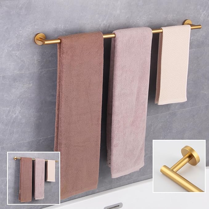 GERZWY Stainless Steel 33-Inch Bathroom Towel Bar Gold Towel Rack Wall Mounted Towel Rail Bath Towel Rod AG1101C85-BE