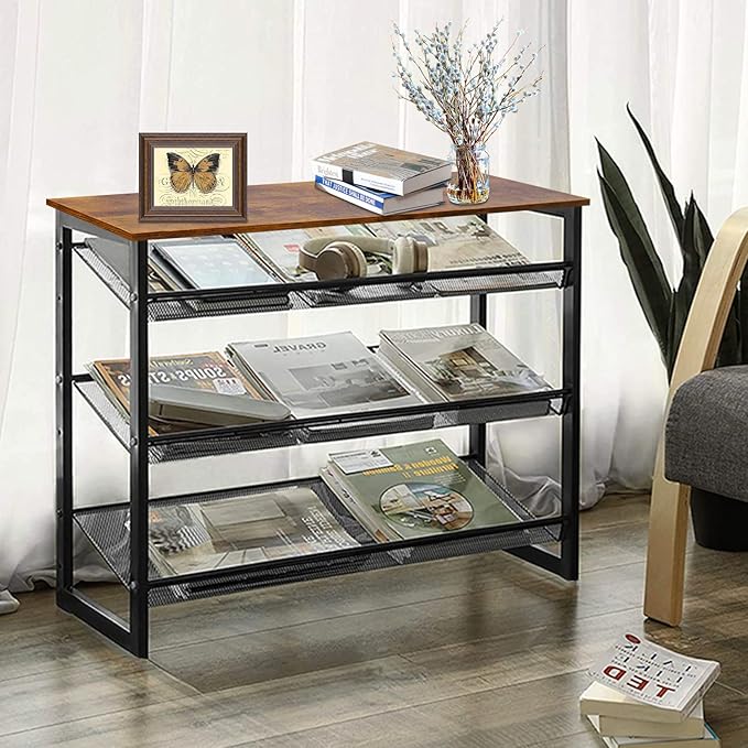 Garden 4 you 4-Tiers Shoe Storage Freestanding Organizer Modern 25.2 in Tilting Adjustable Shoe Rack for High Heels, Entryways, Hallways, Closets, Dormitory Rooms, Industrial, Brown-NeatNest