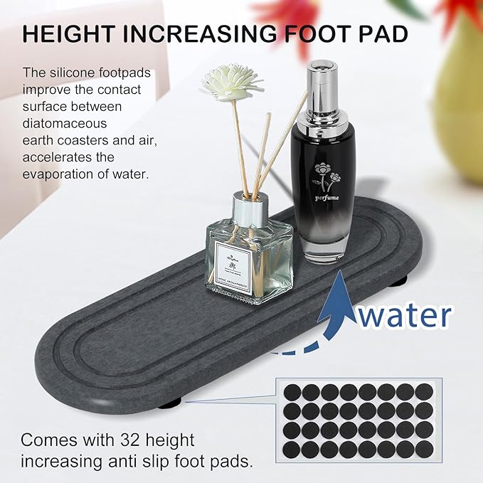 2PCS Water Absorbing Stone Tray, Fast Drying Diatomite Stone Sink Tray, Water Absorbent Diatomite Coasters, Stones Soap Trays for Kitchen Sink, Bathroom Counter Hand Soap Dish Toothbrush Holders-NeatNest