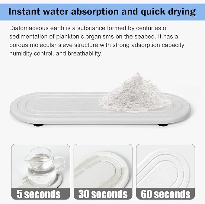 2PCS Water Absorbing Stone Tray, Fast Drying Diatomite Stone Sink Tray, Water Absorbent Diatomite Coasters, Stones Soap Trays for Kitchen Sink, Bathroom Counter Hand Soap Dish & Holders-NeatNest