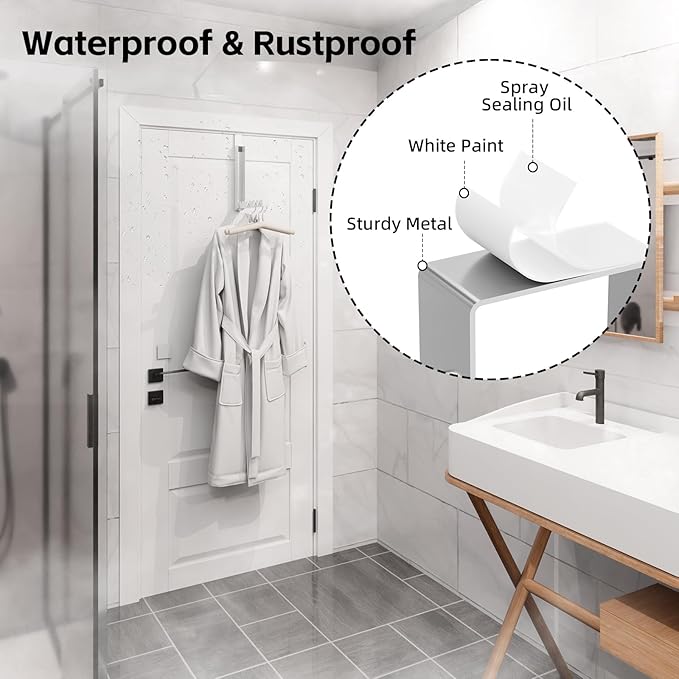 2 Pack Over The Door Hanger, Folding Over The Door Drying Rack for Laundry,Overdoor Hanger Hook Coat Rack,Portable Small Clothes Drying Rack for Dorm, White