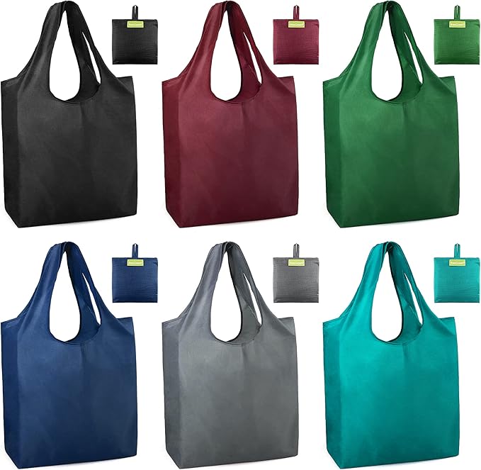 BeeGreen Foldable Travel Bag Reusable Gifts Bags - Reusable Grocery Bags Large Holiday Gifts Cloth Tote With Handles - Bulk Reusable Shopping Bags for Women (Beach Storage Washable Collapsible)-NeatNest