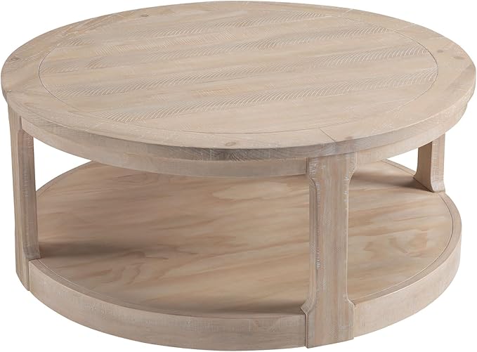 kevinplus 40'' Round Wood Coffee Table Circle Coffee Table with 4 Wheel for Living Room, Modern Retro Farmhouse Style, Easy Assembly, Oak/Wood(ø40'' x 17.52'')