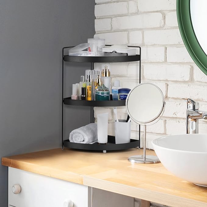 Corner Shelf 3 Tier Bathroom Countertop Organizer ，Kitchen Bathroom Countertop Perfume Trays for Dresser Cosmetic Makeup Organization Standing Shelves Space Saving Holder-NeatNest