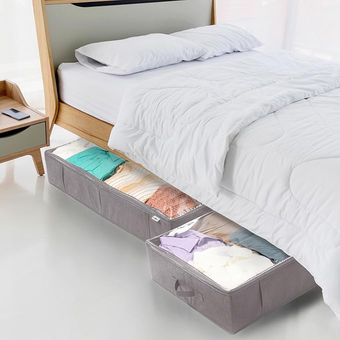 Closet Organizers and Storage - Maximize Space with Under Bed Storage Containers & Clothes Storage - Ideal Closet Organizer, Toy Storage Organizer & Underbed Storage (Grey, 4 Pack)-NeatNest