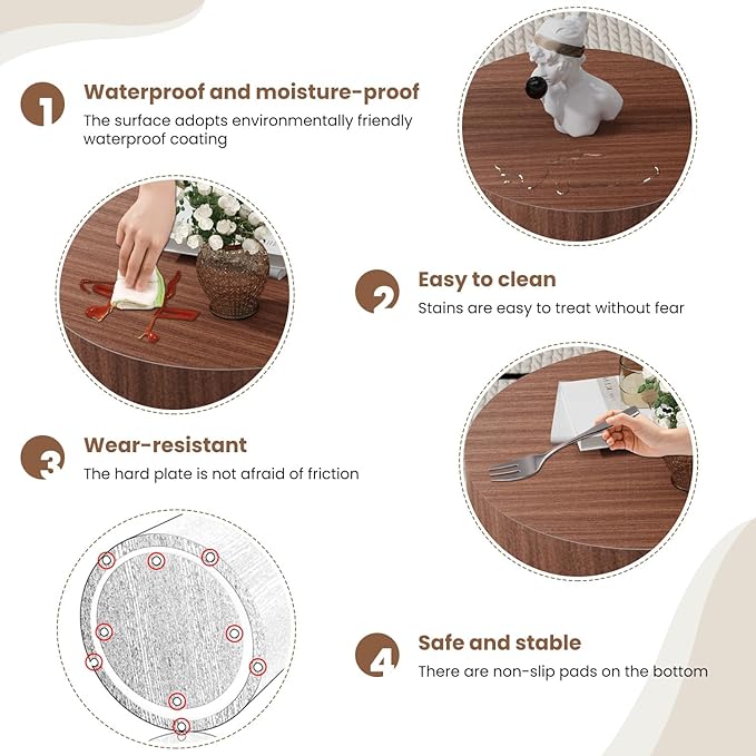 Round Nesting Coffee Table Set of 2 Modern Wood Coffee Tables Handcraft Drum Coffees Table Farmhouse Round Sofa Side Tables End Table for Living Room Small Spaces (Dark Wood)