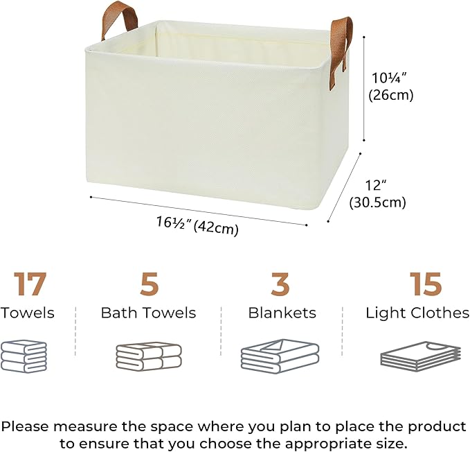 GRANNY SAYS Storage Baskets for Shelves, Closet Organizer Bins, Clothes Storage Bins with Metal Frame, Extra Large Baskets for Organizing and Storage, Collapsible, Ivory, 2-Pack-NeatNest