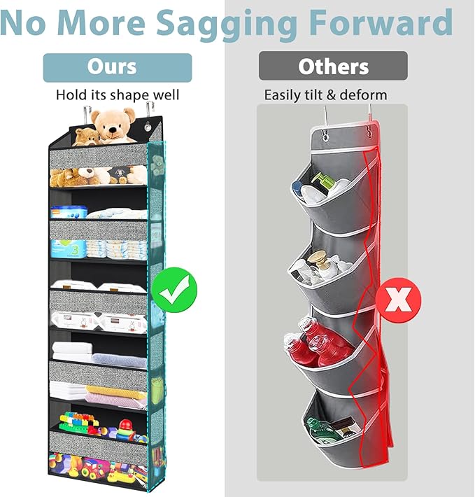 homyfort Over Door Organizer with 5 Large Pockets 10 Mesh Side Pockets, 5-Shelf Extra Large and Sturdy Hanging Storage Organizer for Pantry, Nursery (Black)-NeatNest