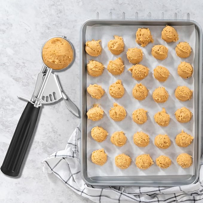 Cookie Scoop Set, Ice Cream Scoop Set, Cookie Scoops for Baking, Multiple Size Large-Medium-Small Size Disher, Professional 18/8 Stainless Steel Cupcake Scoop-NeatNest