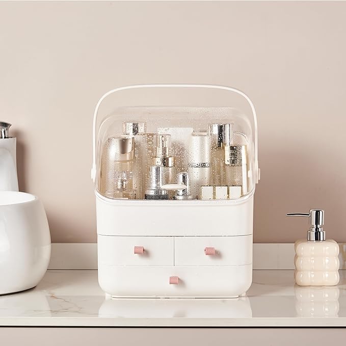 Large Makeup Organizer w Drawers Beauty Organizer Makeup Box Holder Vanity Organization Desk Countertop MakeUp Organizers Bathroom Counter Organizer Skincare Cosmetic Case Stand Dustproof Lid Gift-NeatNest