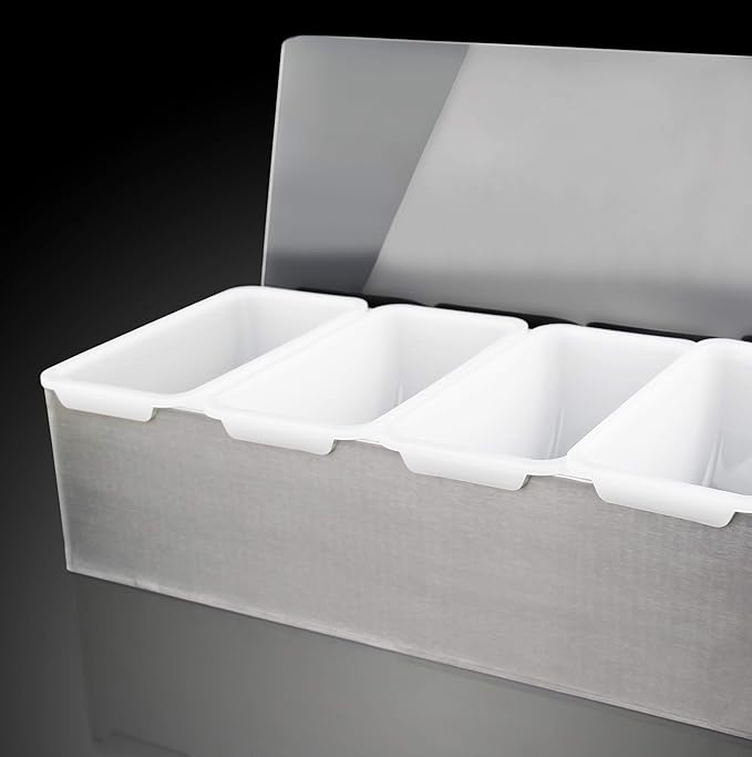 New Star Foodservice 48032 Stainless Steel Condiment Dispenser with 5 Compartments (No Ice Tray)-NeatNest
