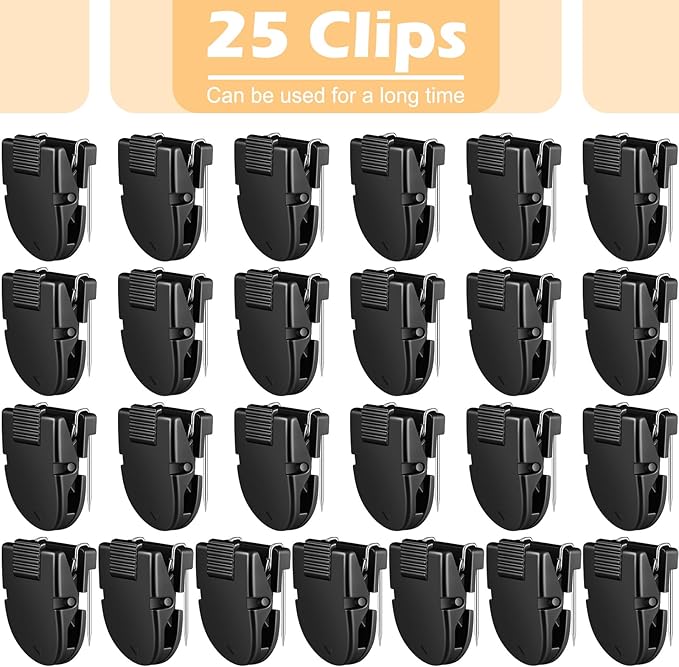 25 Pcs Cubicle Clips Fabric Panel Cubicle Accessories Fabric Partition Panel Wall Clip Office Photos Wall for Notes Memos Standard Size, 40-Sheet Capacity (Black)