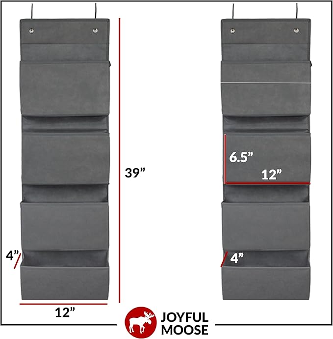 Joyful Moose Over the Door Hanging Organizer Closet Storage Bins Grey-NeatNest