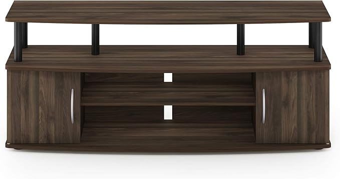 Furinno JAYA Large Entertainment Stand for TV Up to 55 Inch, Columbia Walnut/Black-NeatNest