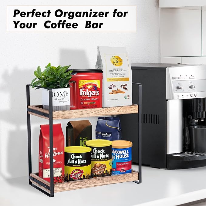 2-Tier Countertop Organizer for Bathroom Counter Wood Bathroom Counter Organizers Shelf Cosmetic Storage, Standing Vanity Tray for Room Organization and Decor