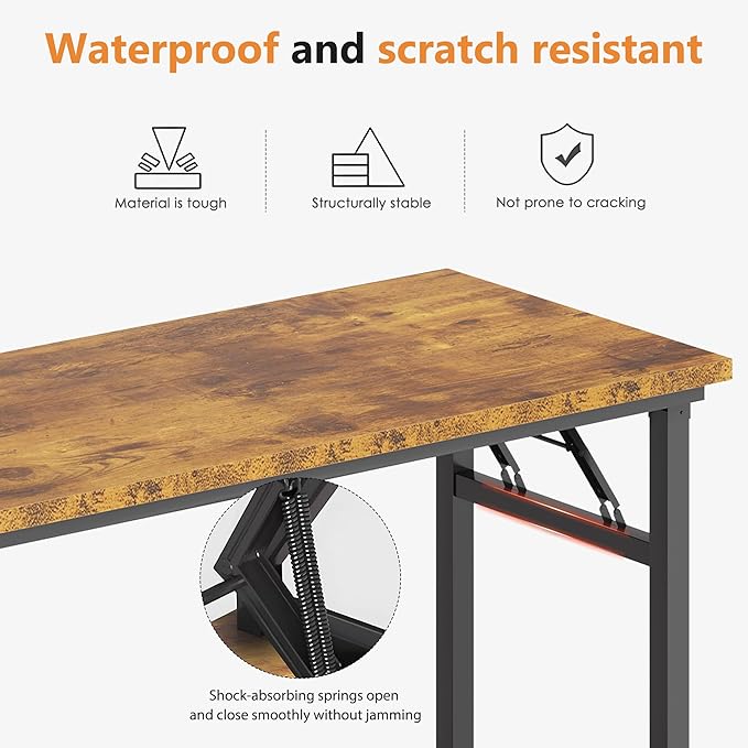 sogesfurniture Computer Desk for Small Space, Office Desk Folding Table, Small Writing Desk Compact Desk Foldable Desk, BHUS-AC5-NEW (39.4 inches, Rustic Brown)-NeatNest