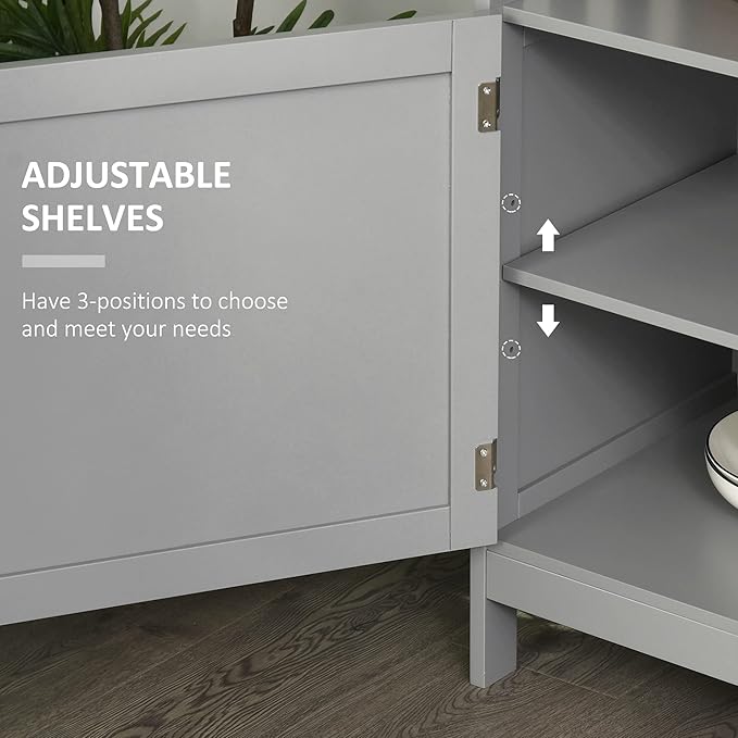 HOMCOM Sideboard Buffet Cabinet, Modern Coffee Bar Cabinet with 2-Level Shelf and Open Compartment, Grey-NeatNest