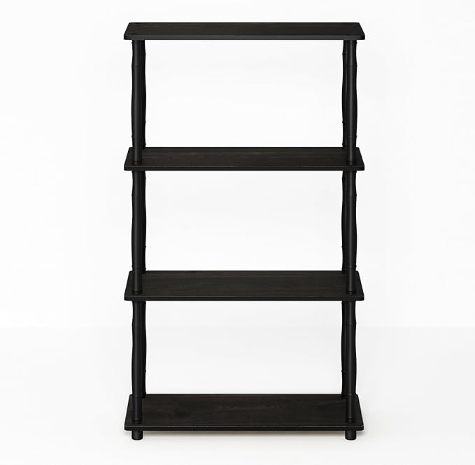 Furinno Turn-N-Tube 4-Tier Multipurpose Shelf Display Rack, Classic Tubes, Espresso/Black-NeatNest
