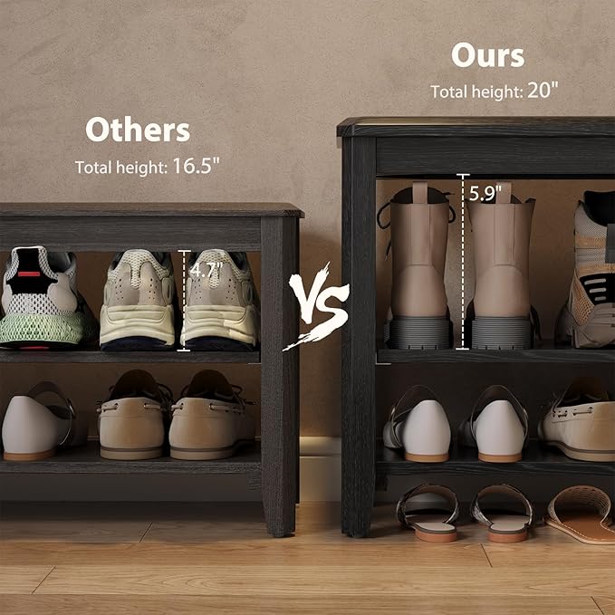 Wood Shoe Rack Bench for Entryway, 2 Tier Shoe Rack for Front Door Entrance, Shoe Bench with Shoe Storage for Entryway, Bedroom, 39.4"-NeatNest