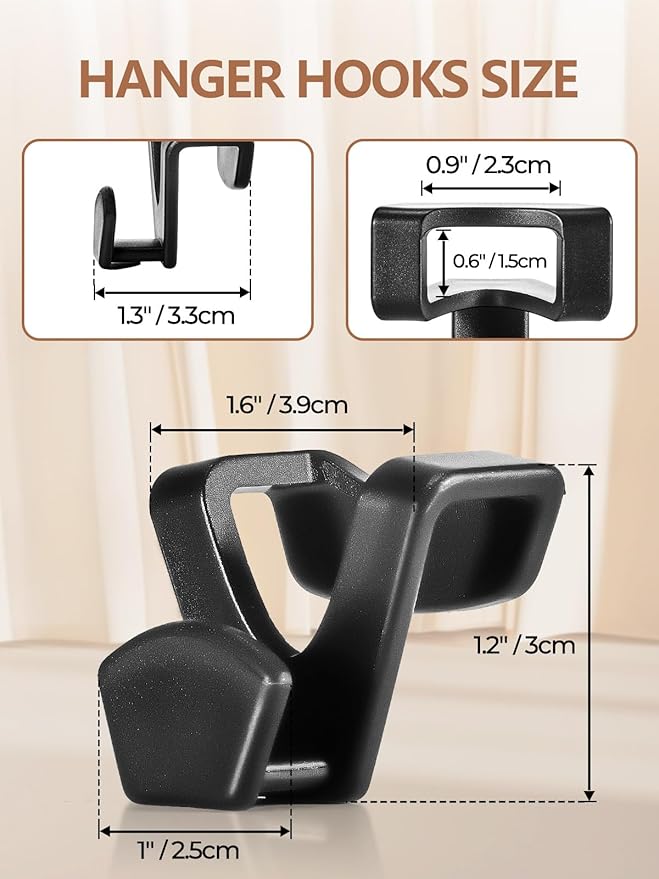 HOUSE DAY Space Saving Hanger Hooks 20 Pack, Black Clothes Hanger Connector Hooks, Heavy Duty Hangers Hook Space Saver, Sturdy Hangers Connector Hook, Premium Cascading Space Saver for Closet-NeatNest