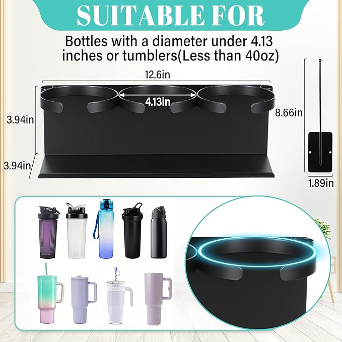 2Pcs Magnetic Water Bottle Organizer for Stanley 30 40 oz Tumbler and Lid Magnetic Cup Holder Heavy Duty Tumbler Storage Organizer Drink Accessories Kitchen Cup Storage Rack for Fridge Cabinets Gifts-NeatNest