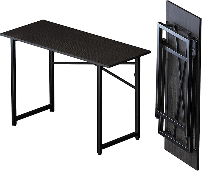 Folding Computer Desk 47 inch Writing Gaming Computer Camping Table, No Assembly Required Home Office Desk, Black-NeatNest
