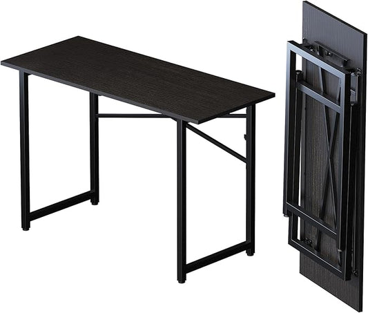 Folding Computer Desk 47 inch Writing Gaming Computer Camping Table, No Assembly Required Home Office Desk, Black-NeatNest