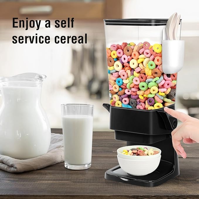Cereal Dispenser Countertop with 2 Pack Bowls and Spoons 5.5 Qt Large Cereal Storage Container Holder for Pantry Dry Food Nut Dispenser Snack Candy Organizer Kitchen Organization for Oatmeal Granola-NeatNest