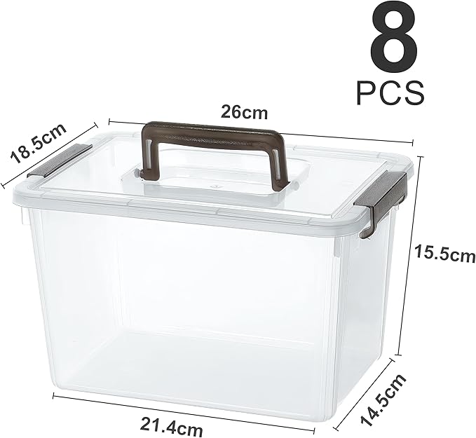 Citylife 8 Packs 6 QT Plastic Storage Bins with Latching Lids Clear Storage Box with handle Stackable Storage Containers for Organizing Snacks, Crafts, Toys, Tools-NeatNest
