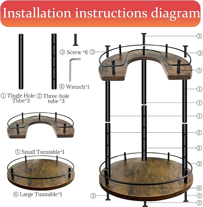 2 Tier Lazy Susan Organizer,2-Tier Spinning Spice Rack with Stable Carousel Base & 4 Height Settings for Cupboard Kitchen Countertop Dining Table Cupboard (Round)-NeatNest