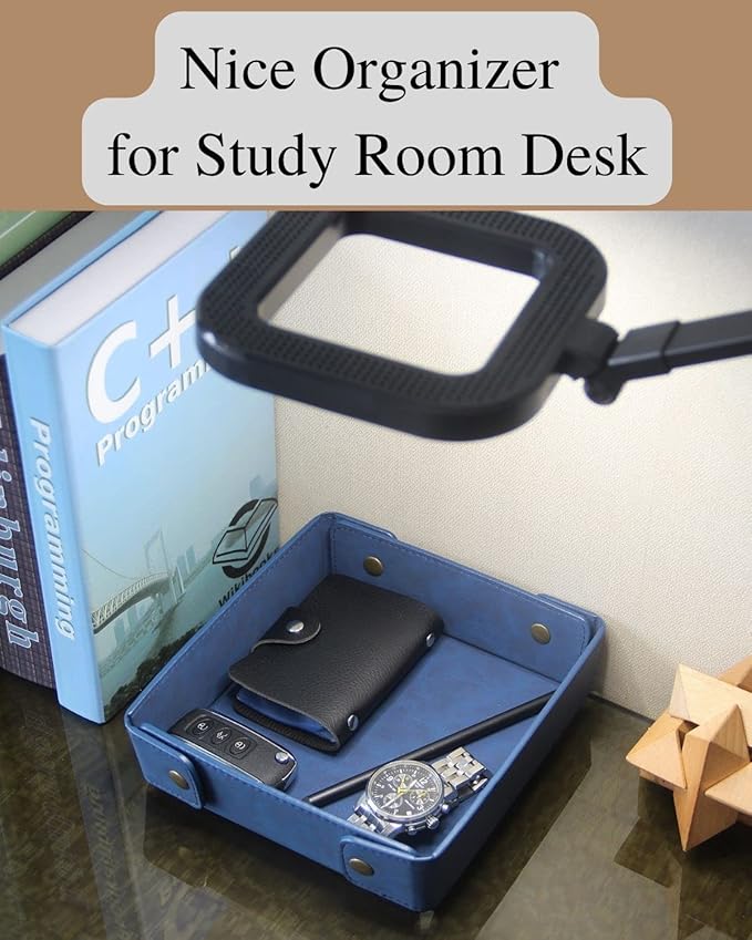 CASIRENA Father's Day Gifts Faux Leather Valet Tray Organizer for Men - Catch-All Tray for Entryway Table Key, Wallet, Watch, Coin Change, Phone, Dresser EDC Dump Jewelry, Bedside Nightstand Desk-top-NeatNest