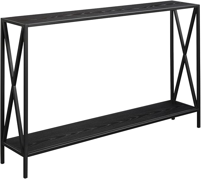 Convenience Concepts Tucson Console Table 47.25" - Modern Sofa Table with Storage Shelf, Entryway Hall Table for Living Room, Black-NeatNest