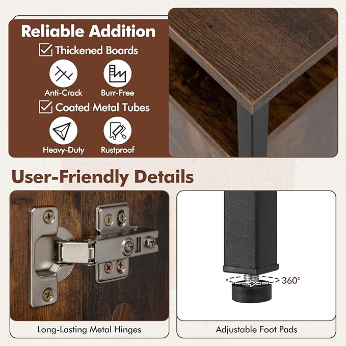 Buffet Cabinet, Industrial Storage Cabinet with Doors and Shelves, Wood Buffets & Sideboards, Farmhouse Coffee Bar, Rustic Console Table for Kitchen, Dining Living Room, Entryway-NeatNest