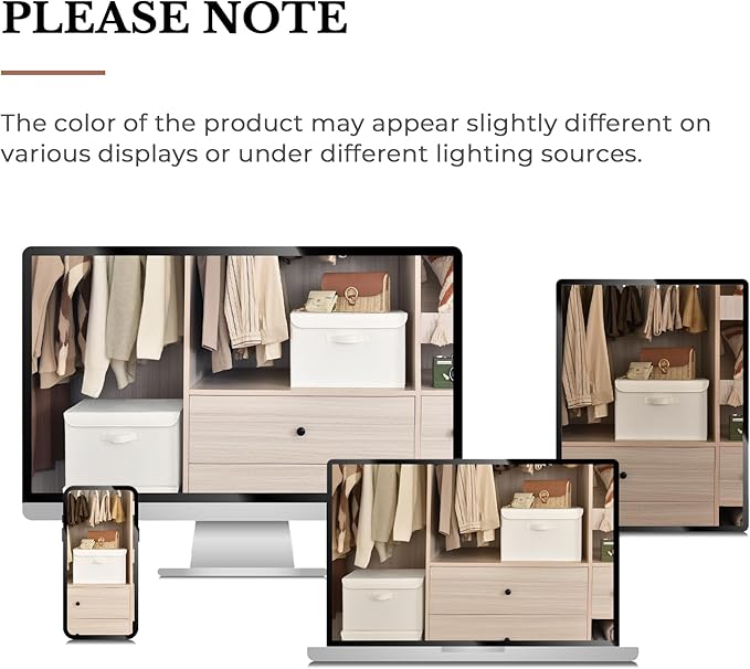 GRANNY SAYS Storage Bins with Lids, Fabric Storage Boxes, Closet Organizers and Storage, Ivory White, 2-Pack-NeatNest