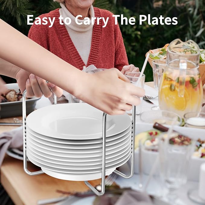 Wisuce Dish Racks for Kitchen Countertop Organizer - Bamboo Plate Holder Adjustable Size | Stainless Steel 304 Portable Handle for Kitchen Drawer Countertop Cupboard Shelf