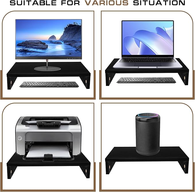 Monitor Stand Riser, Computer Stand, Desk Organizers and Accessories, Laptop Shelf Computer Monitor Riser with Storage for TV Screen PC Printer (Black-15.75inch)