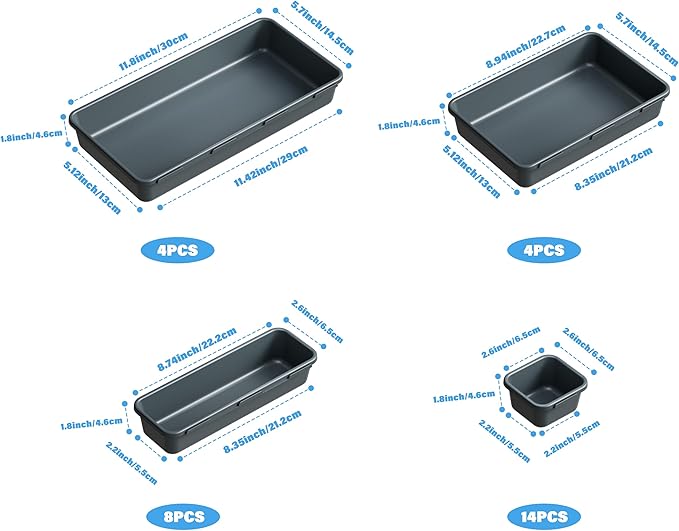 Gonice 30 PCS Black Interlocking Desk Organizer, Plastic Drawer Organizer Tray, Drawer Separator Tray for Office,Bathroom,Kitchen-NeatNest