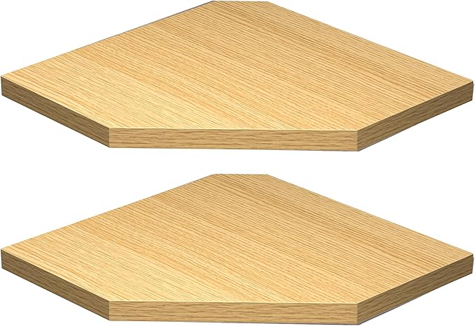 Corner Shelf Wall Mount, Floating Corner Shelves, Set of 2 Corner Wall Shelf Organizer, Rustic Wood Wall Storage Display Shelves for Living Room Bedroom Bathroom Kitchen, Rustic Brown, Oak-NeatNest