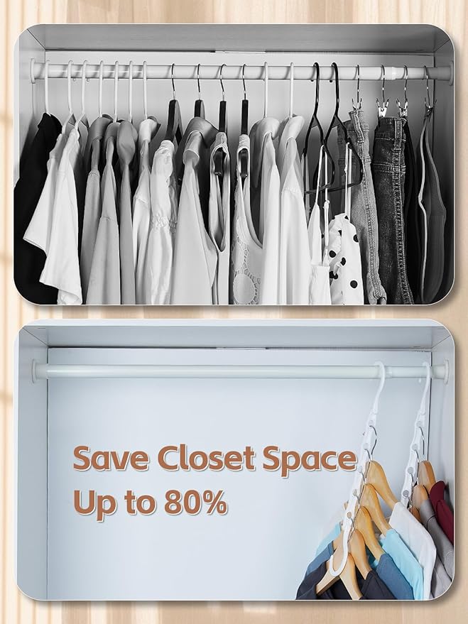 HOUSE DAY White Magic Plastic Hangers Space Saving Organizers and Storage Clothes Hanger Multi Hangers Sturdy Wardrobe Closet for Heavy Clothes, Dorm Room Bedroom Home RV Car Camper Essentials 20 Pack-NeatNest