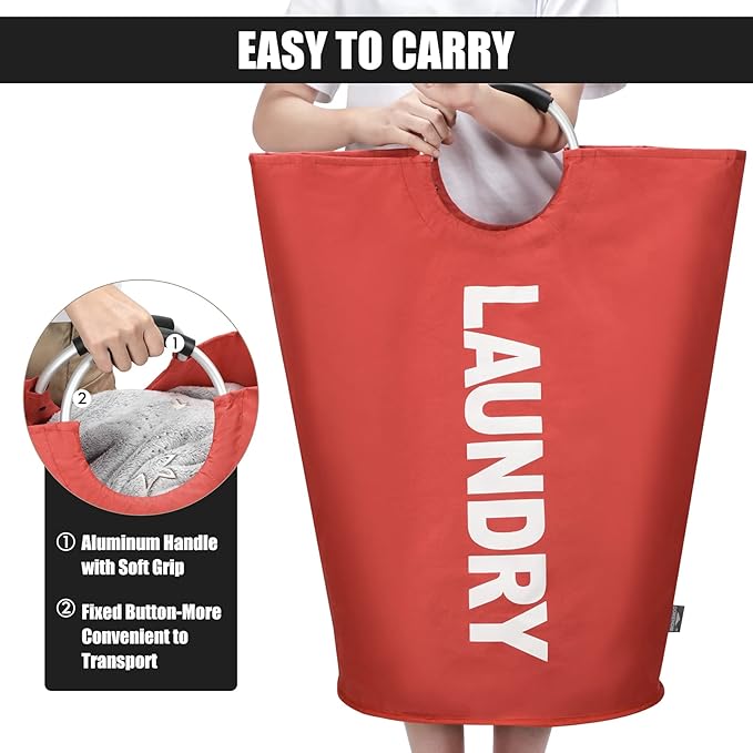 DOKEHOM 125L X-Large Collapsible Washing Laundry Basket Bag (7 Colors) for Bedroom, Fabric (Red, XL)-NeatNest