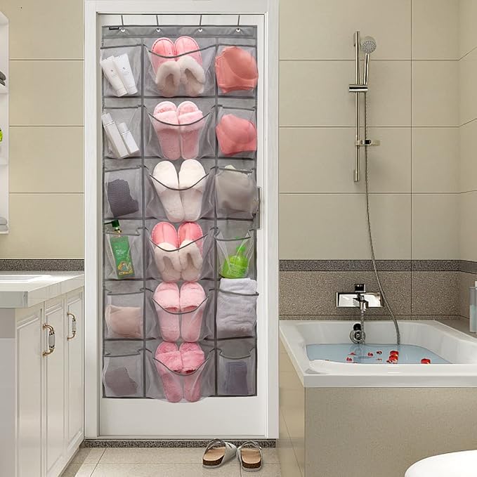 Over The Door Hanging Shoe Rack Organizer 18 Pockets Organizer with 6 Extra Large Mesh Pockets for Shoe Holder Storage (18 Pockets)-NeatNest