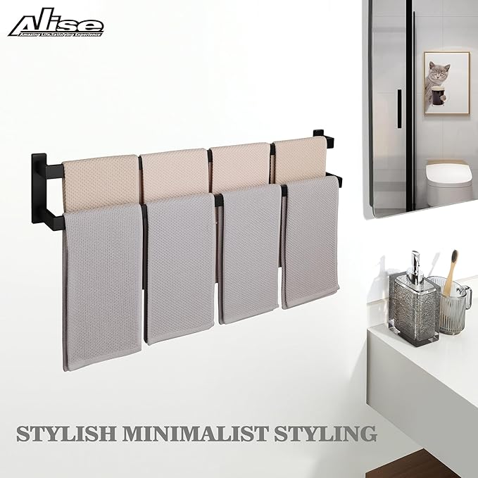 Alise Bath Double Towel Bars,Black Towel Holder Towel Racks for Bathroom Lavatory,Wall Mount Towel Hanger SUS304 Stainless Steel Towel Rail,GOY2800-B Matte Black 32 Inch