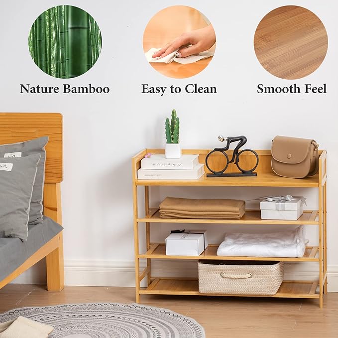 latifolia Bamboo Shoe Rack, 4-Tier Shoe Rack Organizer for Entryway(31.4''L)-NeatNest