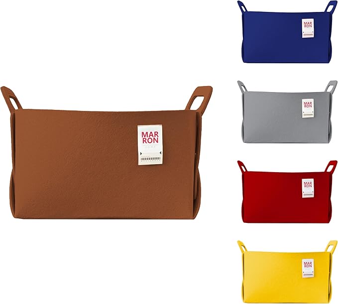 Collapsible Brown Felt Storage Bin Large 14.6"x9.4"x9.4" – Foldable Basket with Handles for Closet, Laundry Room Organization, Toy Storage, Decorative Storage Bins for Shelves Storage-NeatNest