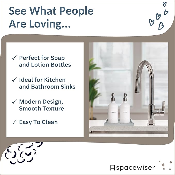 Countertop and Vanity Tray - 2 PC Small 7.7" Silicone Bathroom Trays, Kitchen Soap Tray, Dish Sponge Soap Holder Kitchen Sink Organizer Caddy, Bathroom Counter Trays for Lotion Dispenser-NeatNest