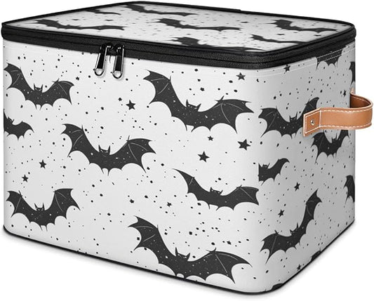Bats Storage Bins with Lids, Halloween Fabric Storage Boxes with Zipper, Collapsible Decorative Closet Organizer Cube for Clothes,Organizing, Shelves-NeatNest