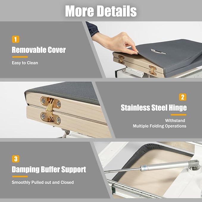 Retractable Ironing Board, Pull-Out Ironing Board Cabinet, Foldable Ironing Storage Station for Small Spaces (Grey)