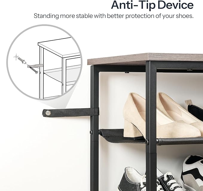 HOOBRO Shoe Rack, 5 Tier Shoe Storage Organizer with 4 Oxford Fabric Shelves and Top Panel, Holds 16-20 Pairs of Shoes, for Entryway and Closet, Industrial, Greige and Black BG50XJ01-NeatNest