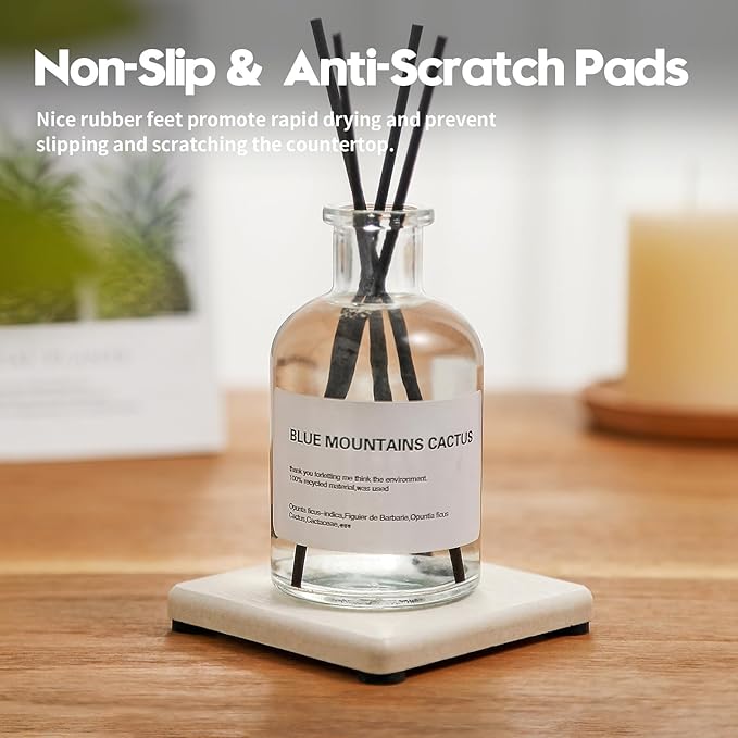 4PCS Bathroom Sink Vanity Trays, Diatomaceous Earth Quick Stone Drying Mat Kitchen Counter Dish Soap Dispenser Sponge Holder, Water Absorbing Caddy Organizer for Bottle & Cup, Beige-NeatNest