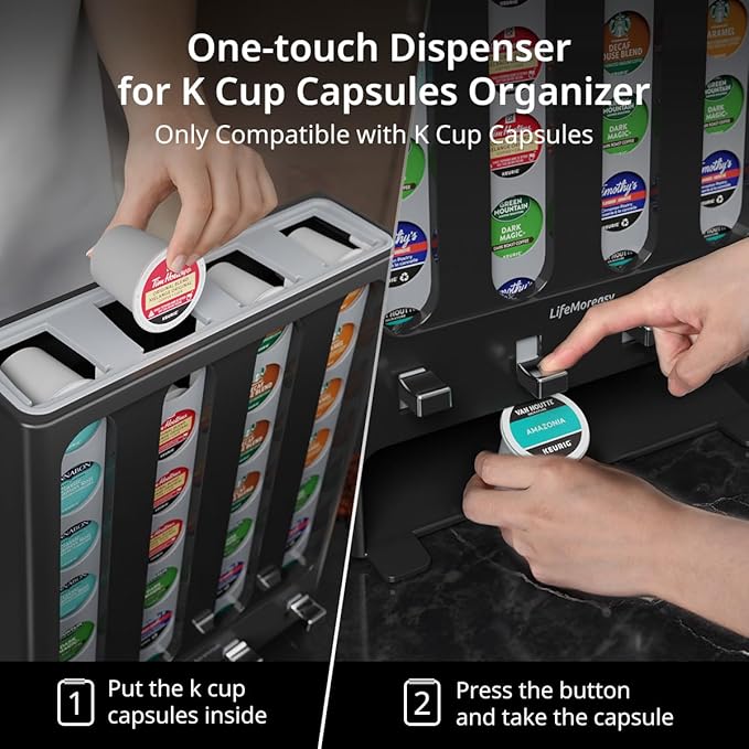 K Cup Holder Creative Coffee Pods Storage Stand Vending-Style K Pod Dispenser K Cup Organizer for 28 Pods-NeatNest